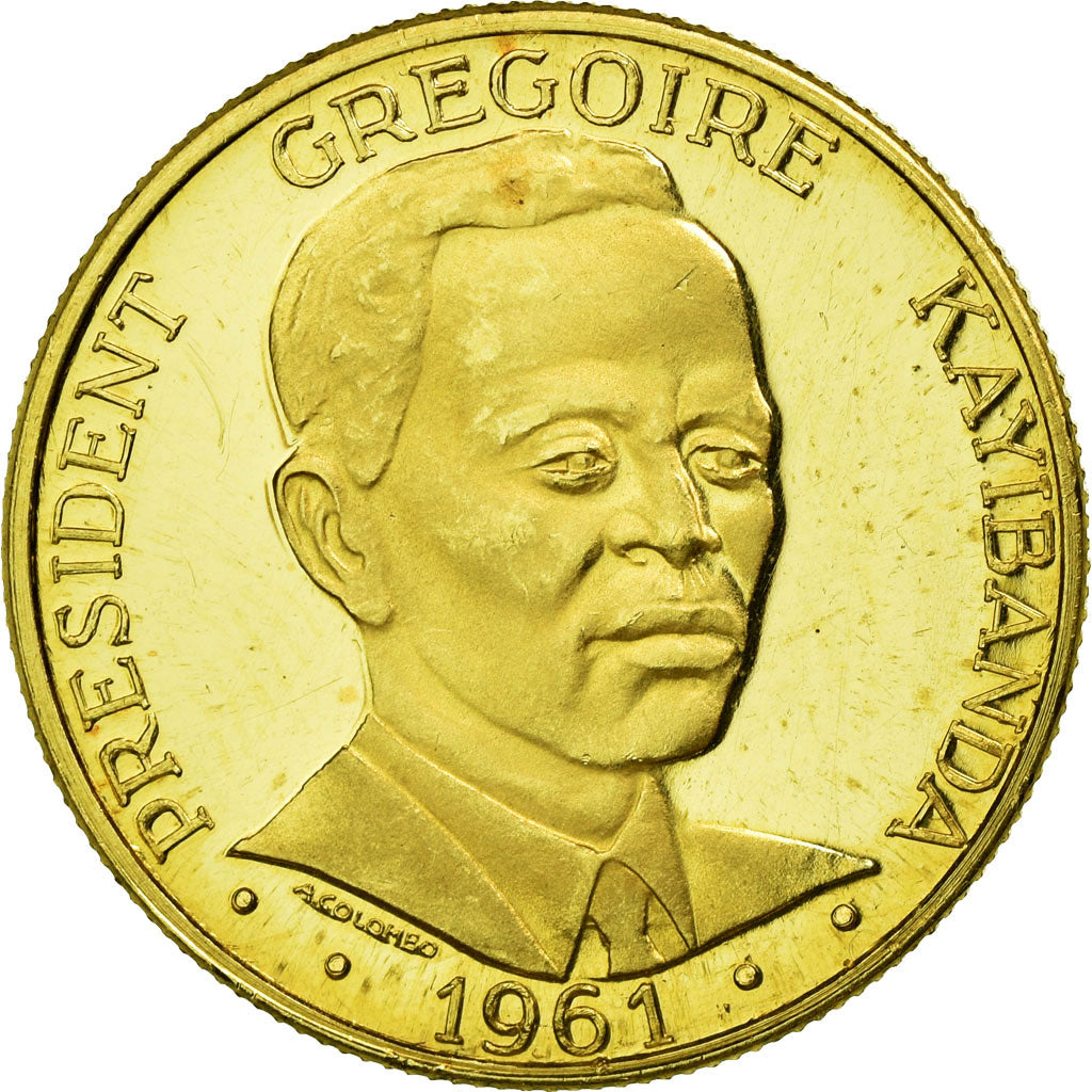 Coin, Rwanda, 25 Francs, 1965, MS(63), Gold, KM:2