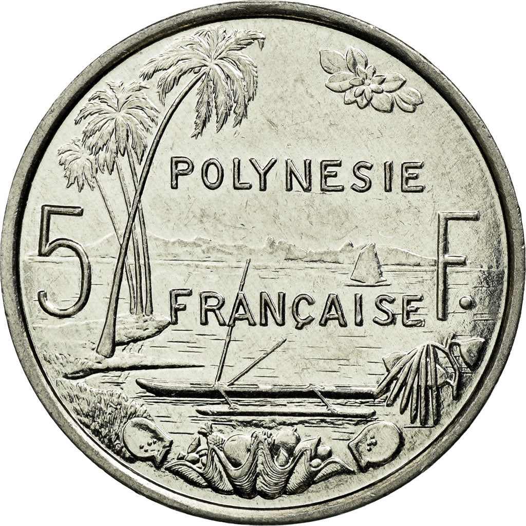 Coin, French Polynesia, 5 Francs, 1987, Paris, MS(60-62), Aluminum, KM:12