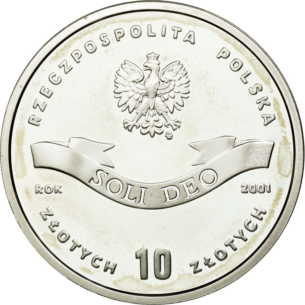 Moneda, Polonia, 10 Zlotych, 2001, Warsaw, SC, Plata, KM:419