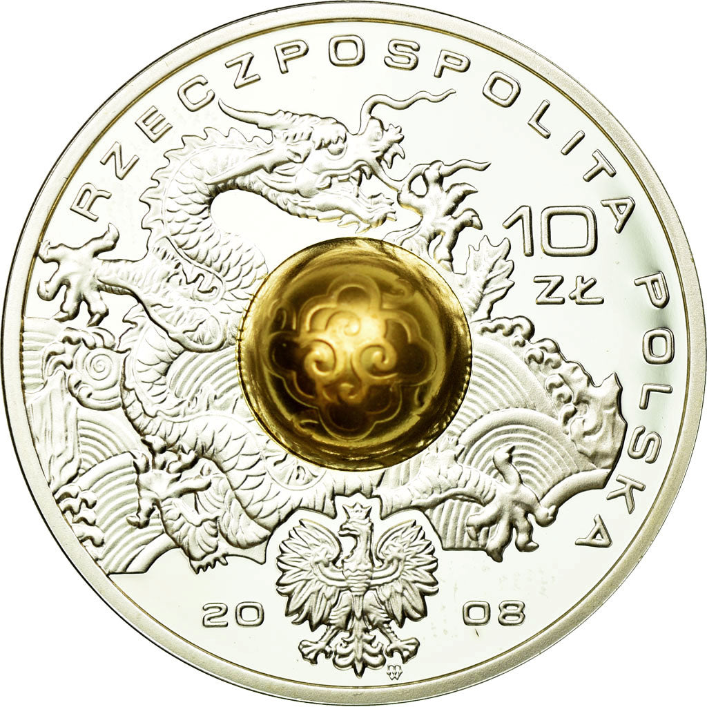 Coin, Poland, 10 Zlotych, 2008, MS(63), Silver, KM:645