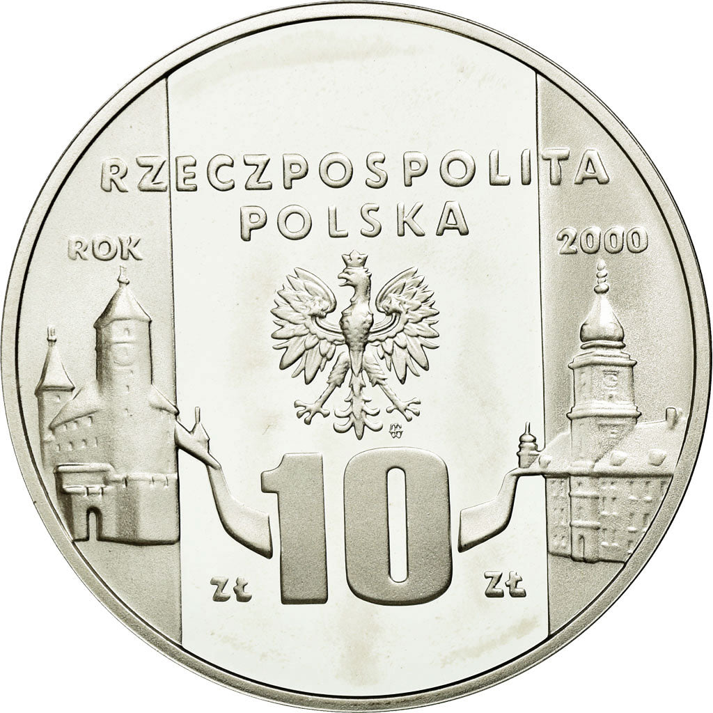 Coin, Poland, 10 Zlotych, 2000, MS(63), Silver, KM:403