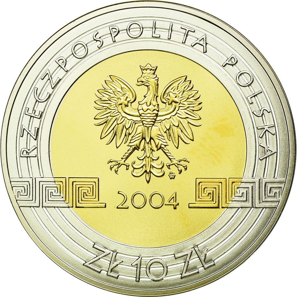 Moneda, Polonia, 10 Zlotych, 2004, Warsaw, SC, Plata, KM:518