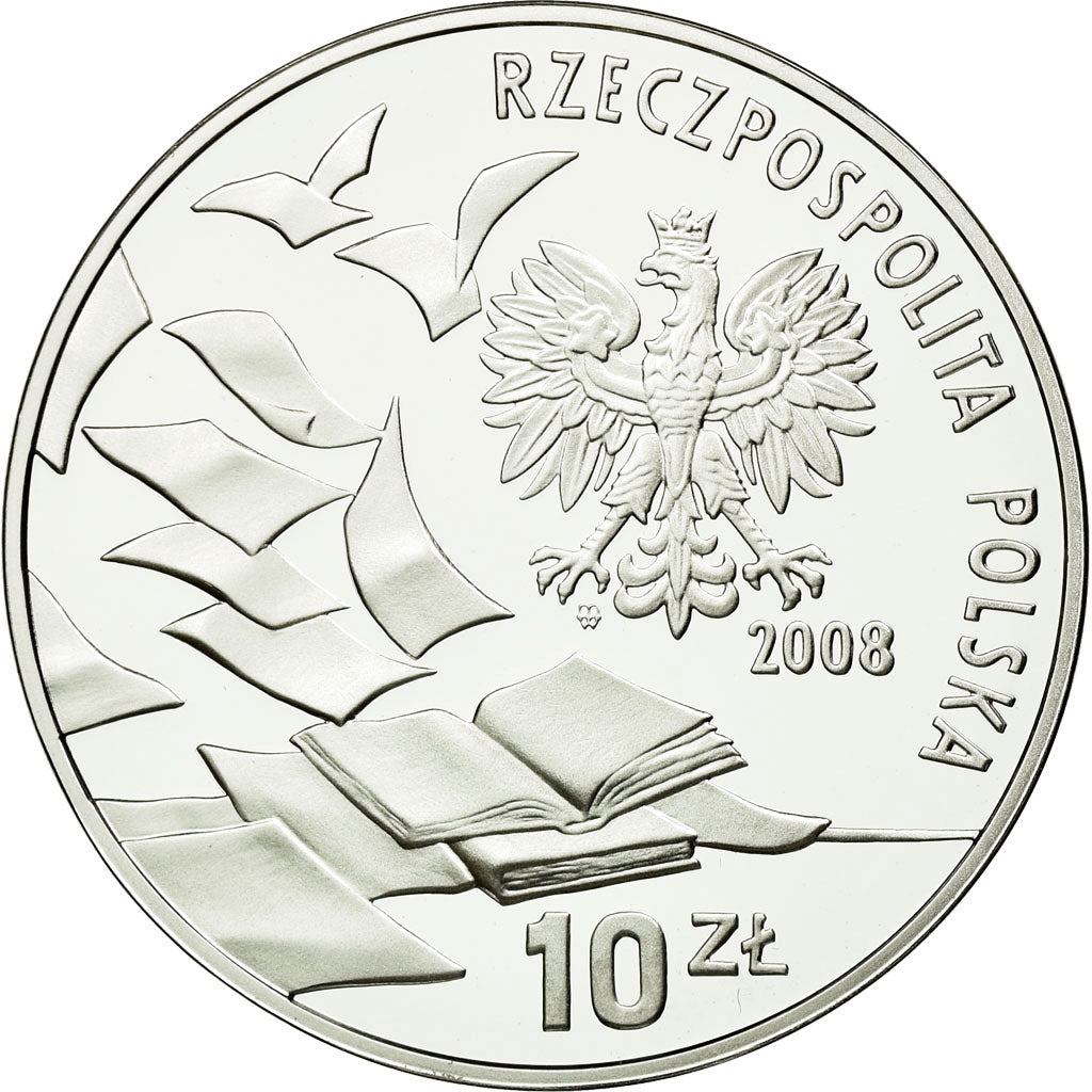Coin, Poland, 10 Zlotych, 2008, Warsaw, MS(63), Silver, KM:632