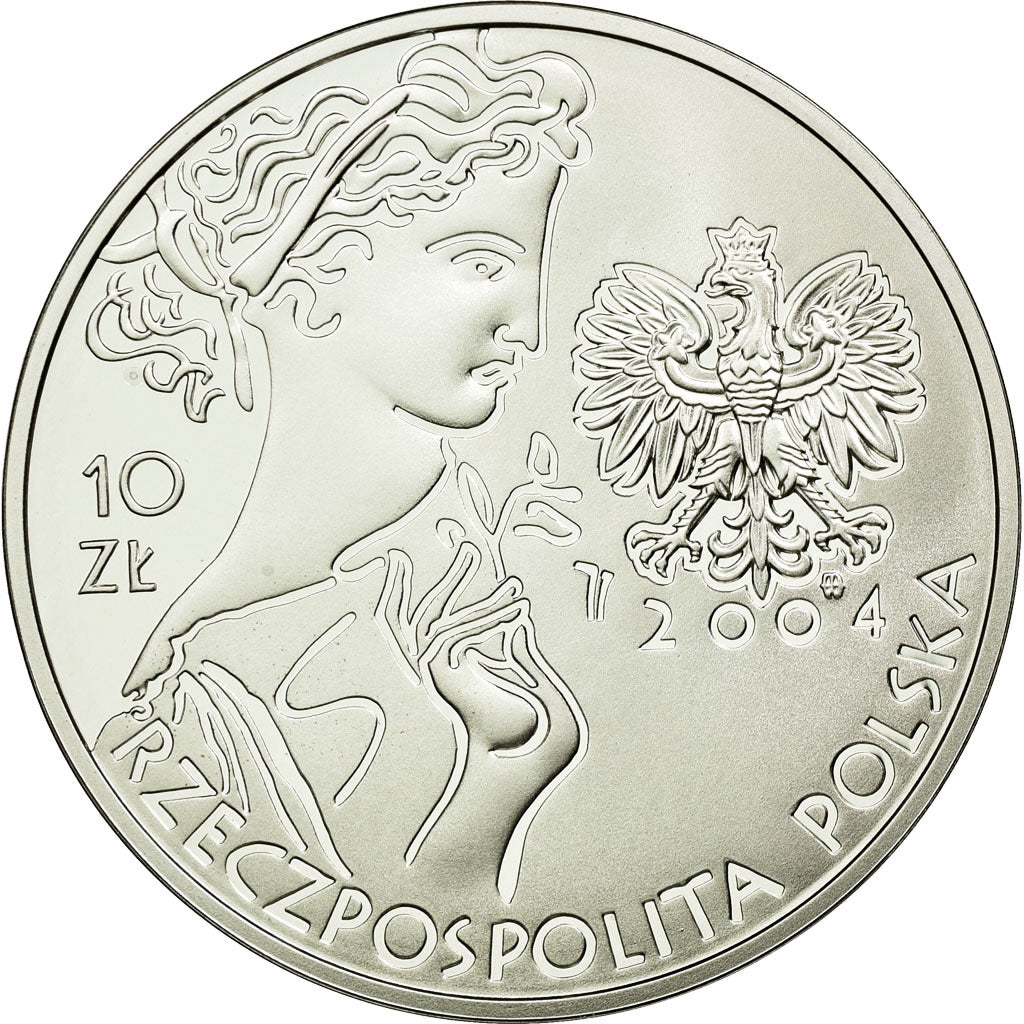 Coin, Poland, 10 Zlotych, 2004, Warsaw, MS(63), Silver, KM:517