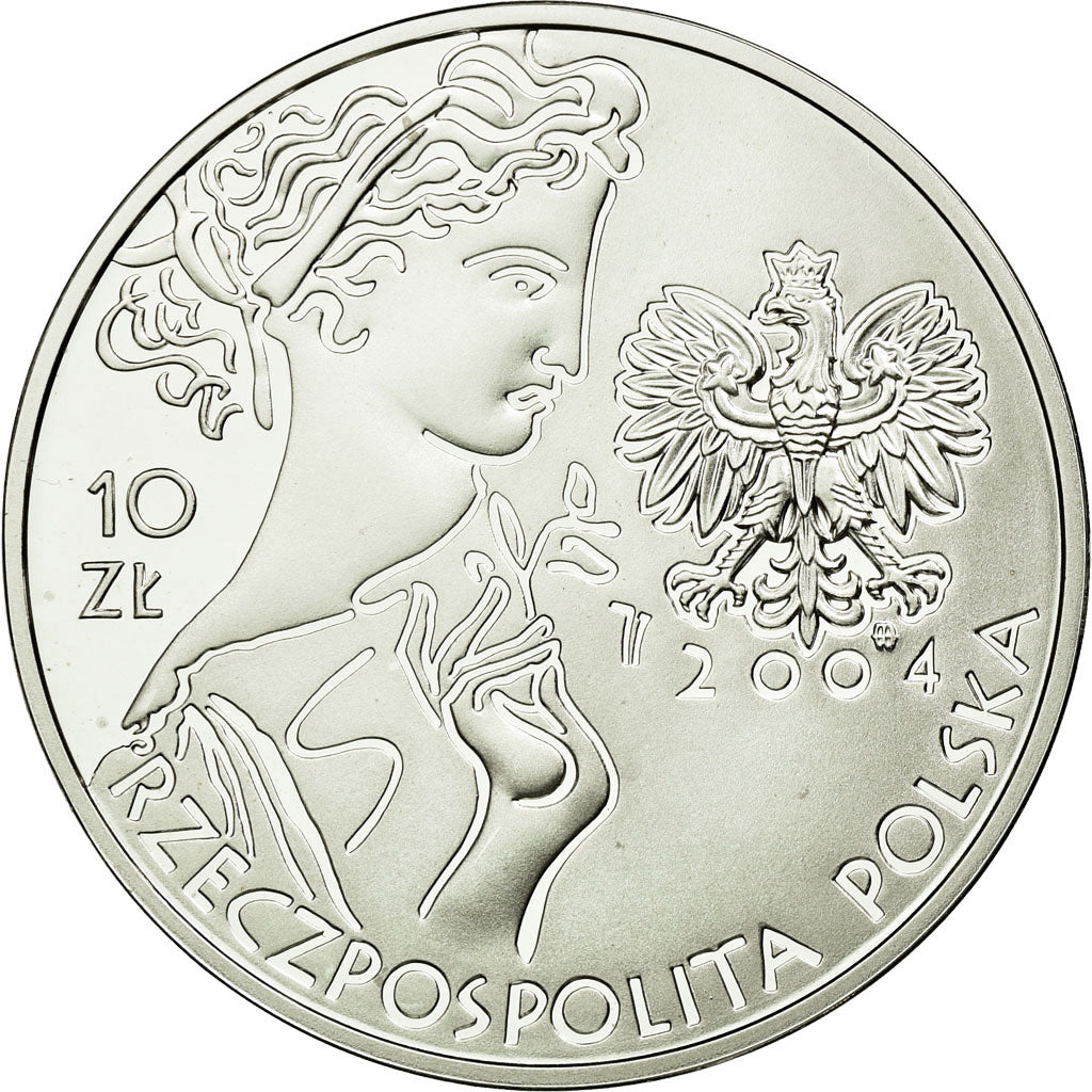 Coin, Poland, 10 Zlotych, 2004, Warsaw, MS(63), Silver, KM:517