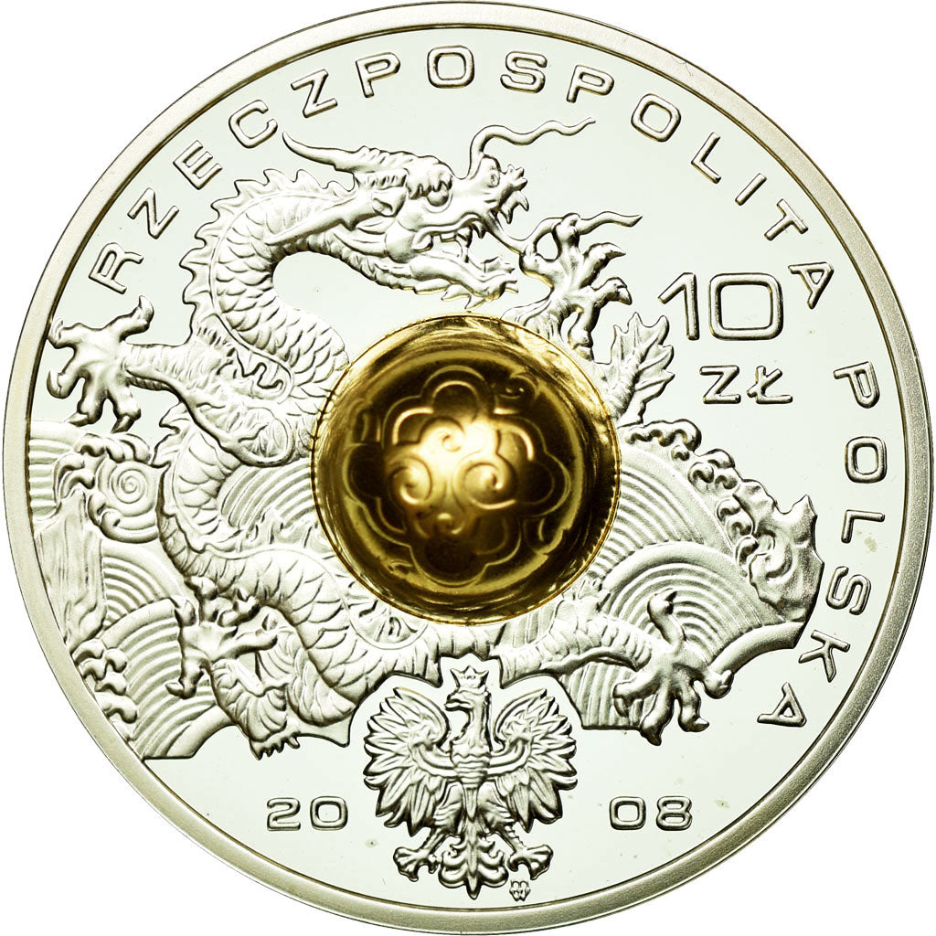 Coin, Poland, 10 Zlotych, 2008, MS(63), Silver, KM:645