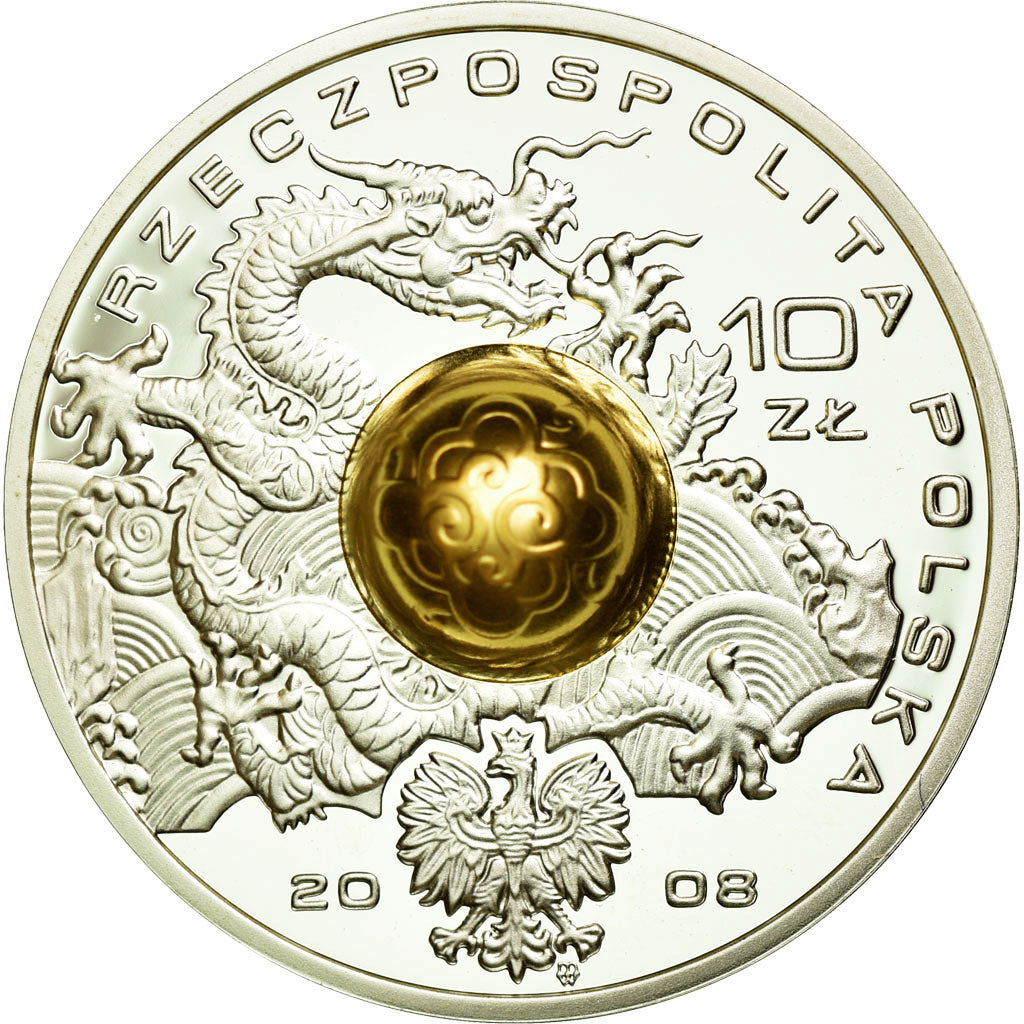 Coin, Poland, 10 Zlotych, 2008, MS(63), Silver, KM:645