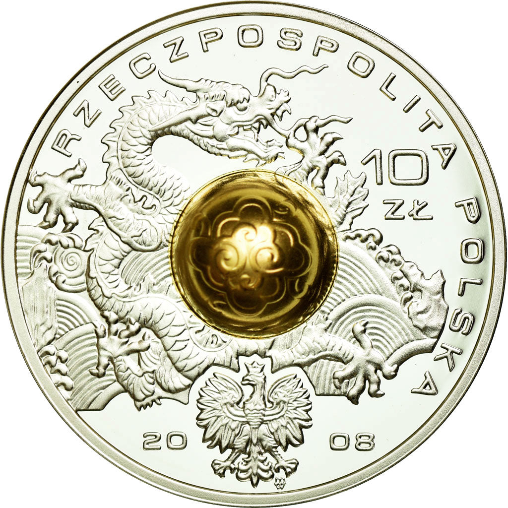 Coin, Poland, 10 Zlotych, 2008, MS(63), Silver, KM:645