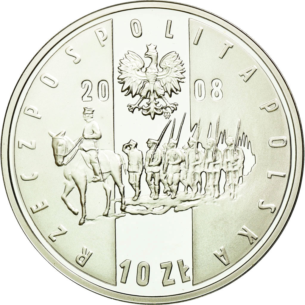 Coin, Poland, 10 Zlotych, 2008, MS(63), Silver, KM:661