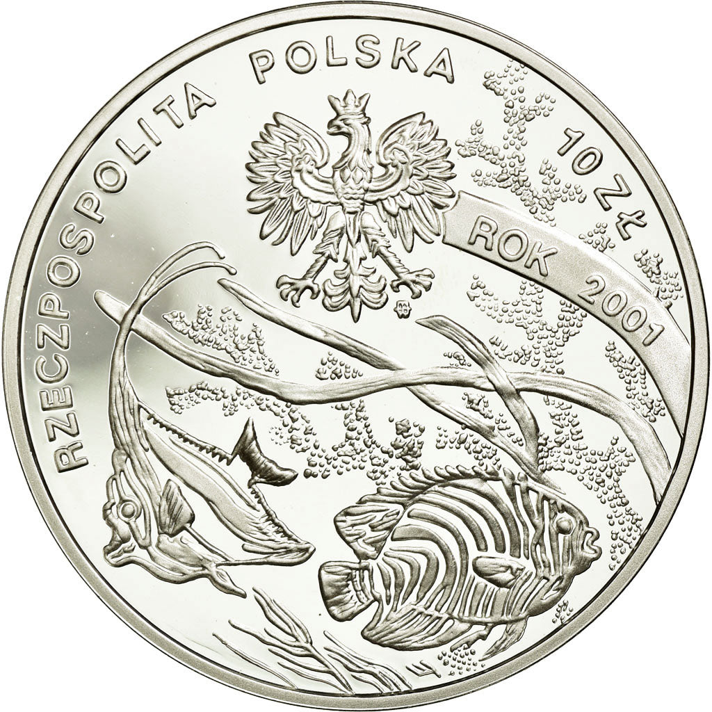 Moneda, Polonia, 10 Zlotych, 2001, Warsaw, SC, Plata, KM:460