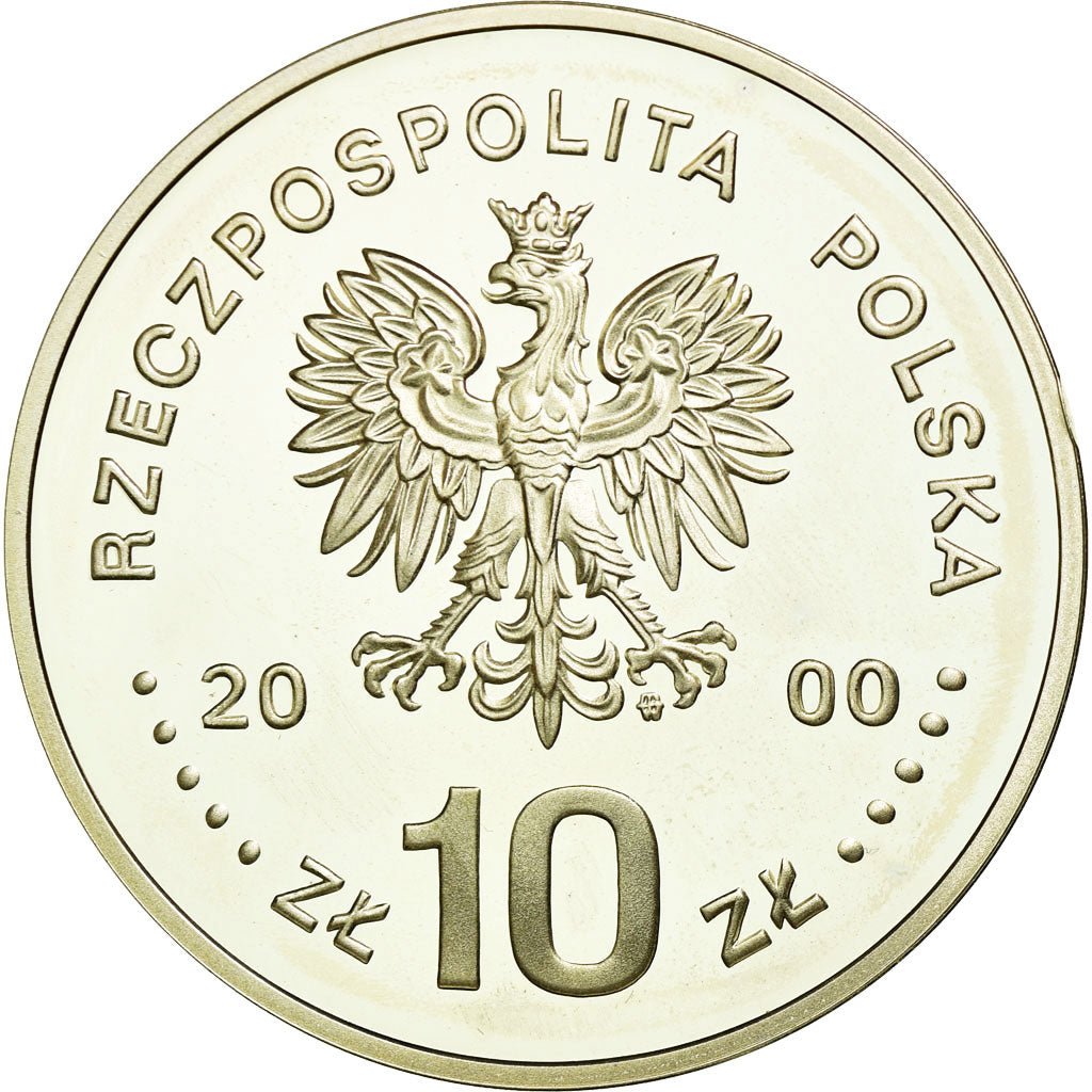 Munten, Polen, 10 Zlotych, 2000, UNC-, Zilver, KM:395