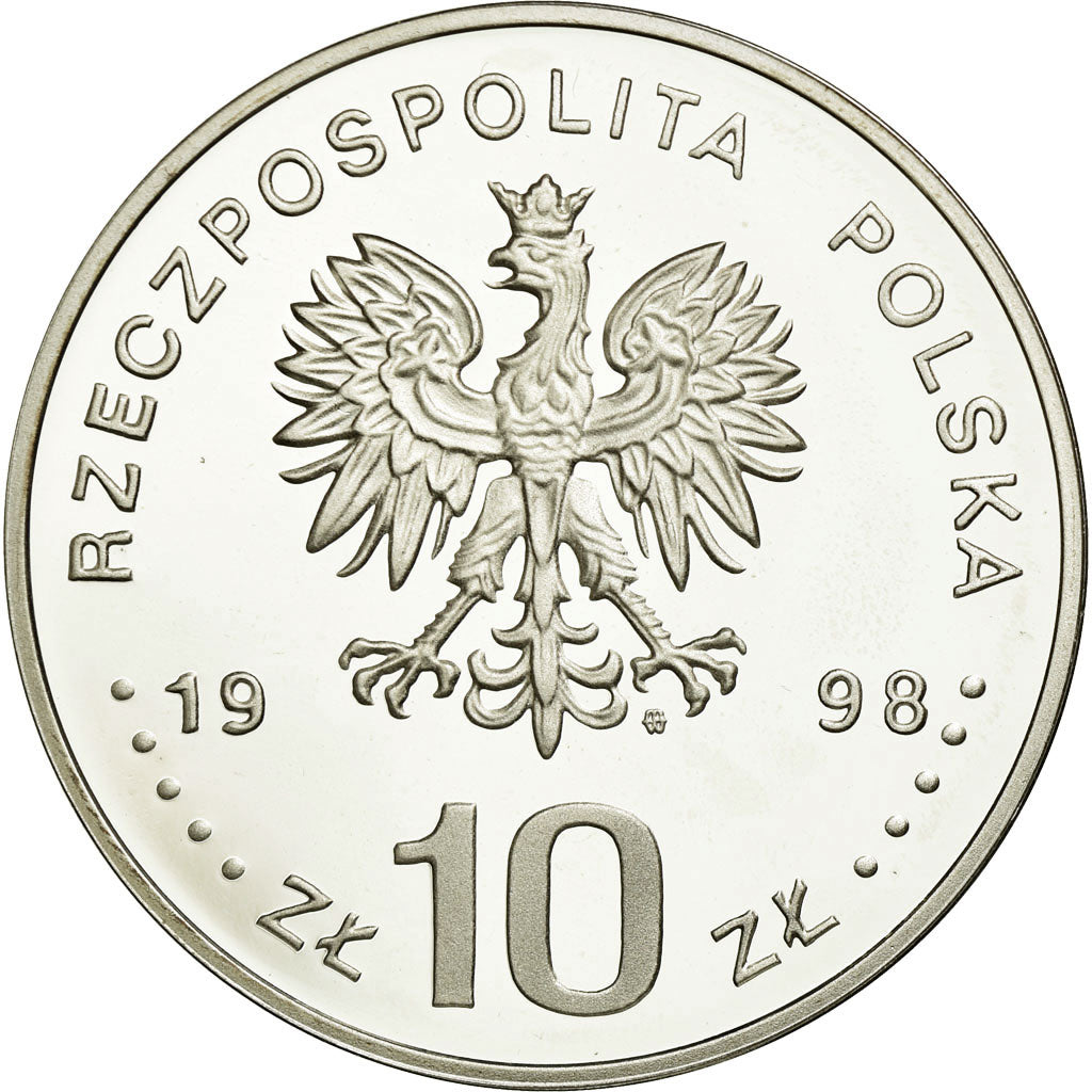 Coin, Poland, 10 Zlotych, 1998, MS(63), Silver, KM:337