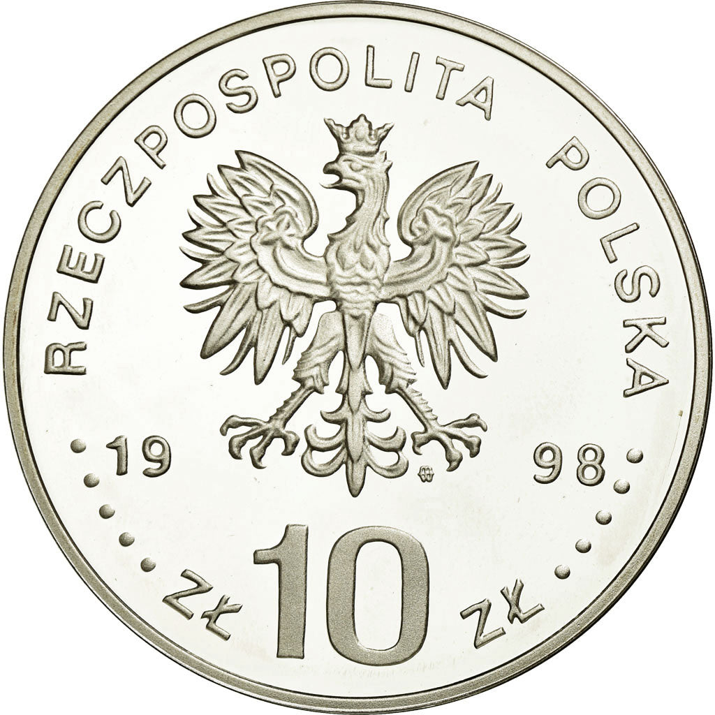 Moneta, Polska, 10 Zlotych, 1998, MS(63), Srebro, KM:337