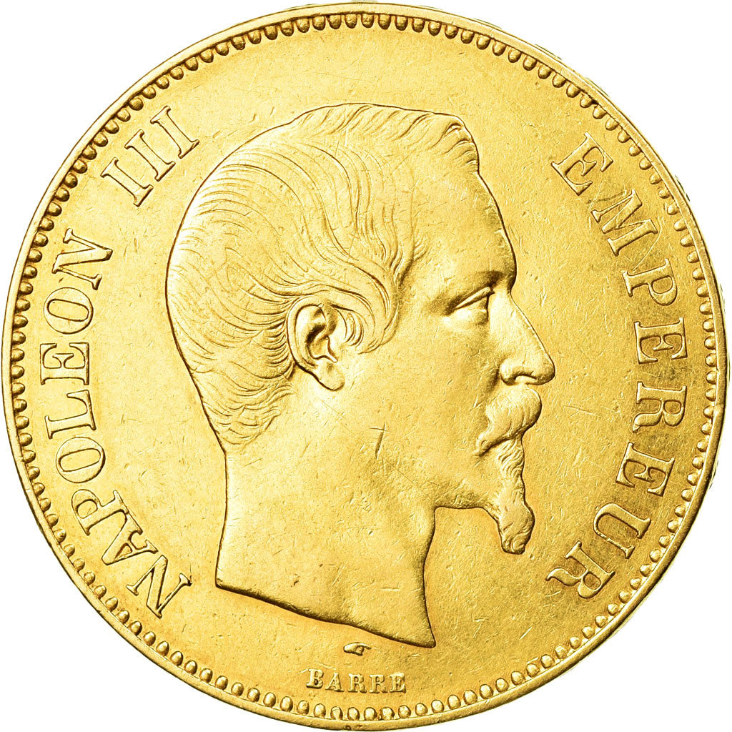 Moneda, Francia, Napoleon III,100 Francs, 1855, Paris, MBC, Oro,KM 786.1