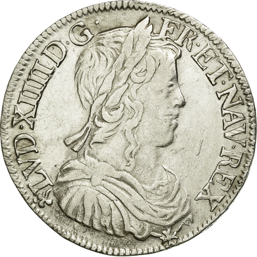 Monnaie,France,Louis XIV,1/2 Écu à la mèche longue,1651,Angers,TTB,KM 164.7