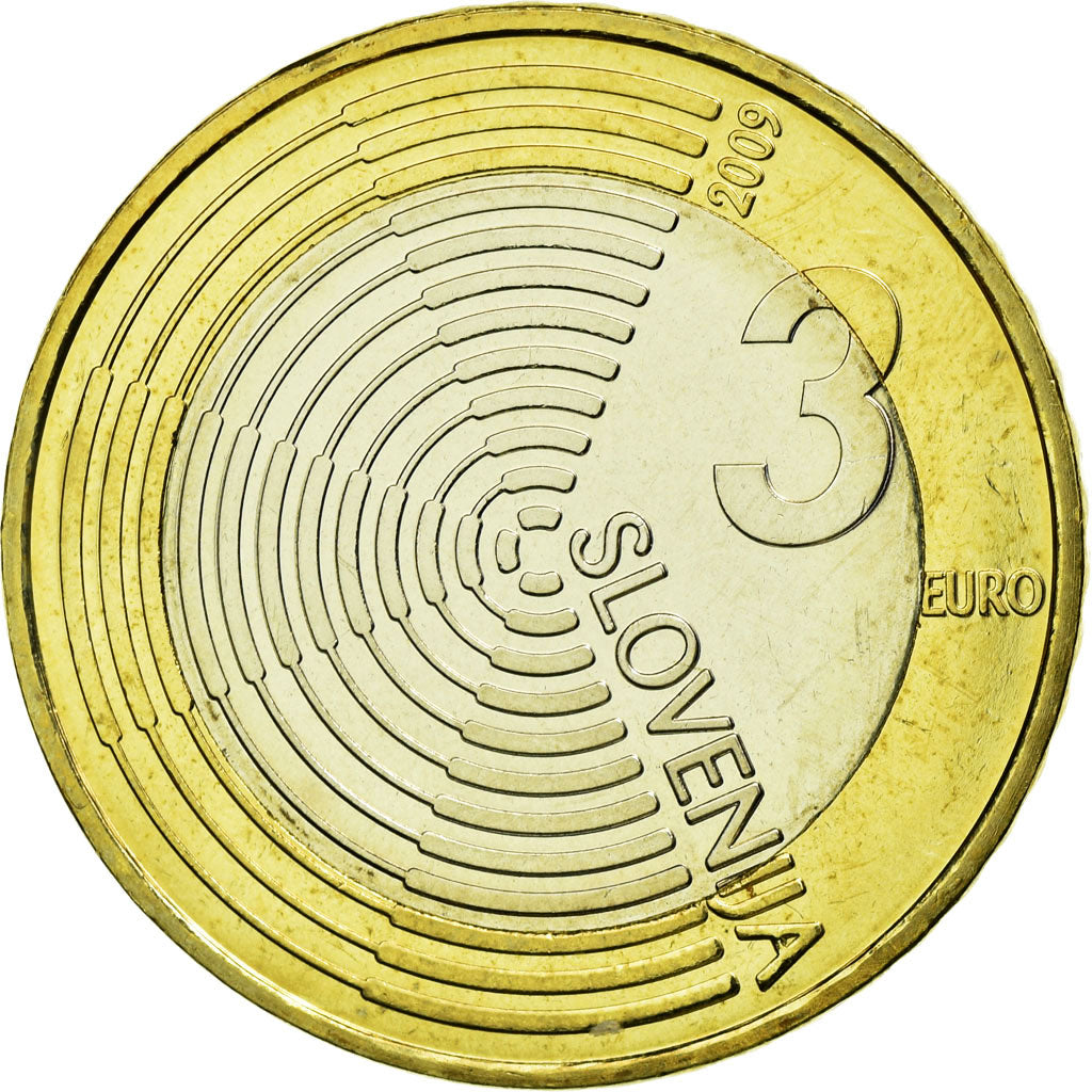 Coin, Slovenia, 3 Euro, 2009, Vantaa, MS(63), Bi-Metallic, KM:85