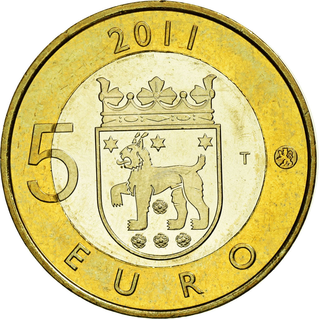 Coin, Finland, 5 Euro, 2011, Vantaa, MS(63), Bi-Metallic, KM:161
