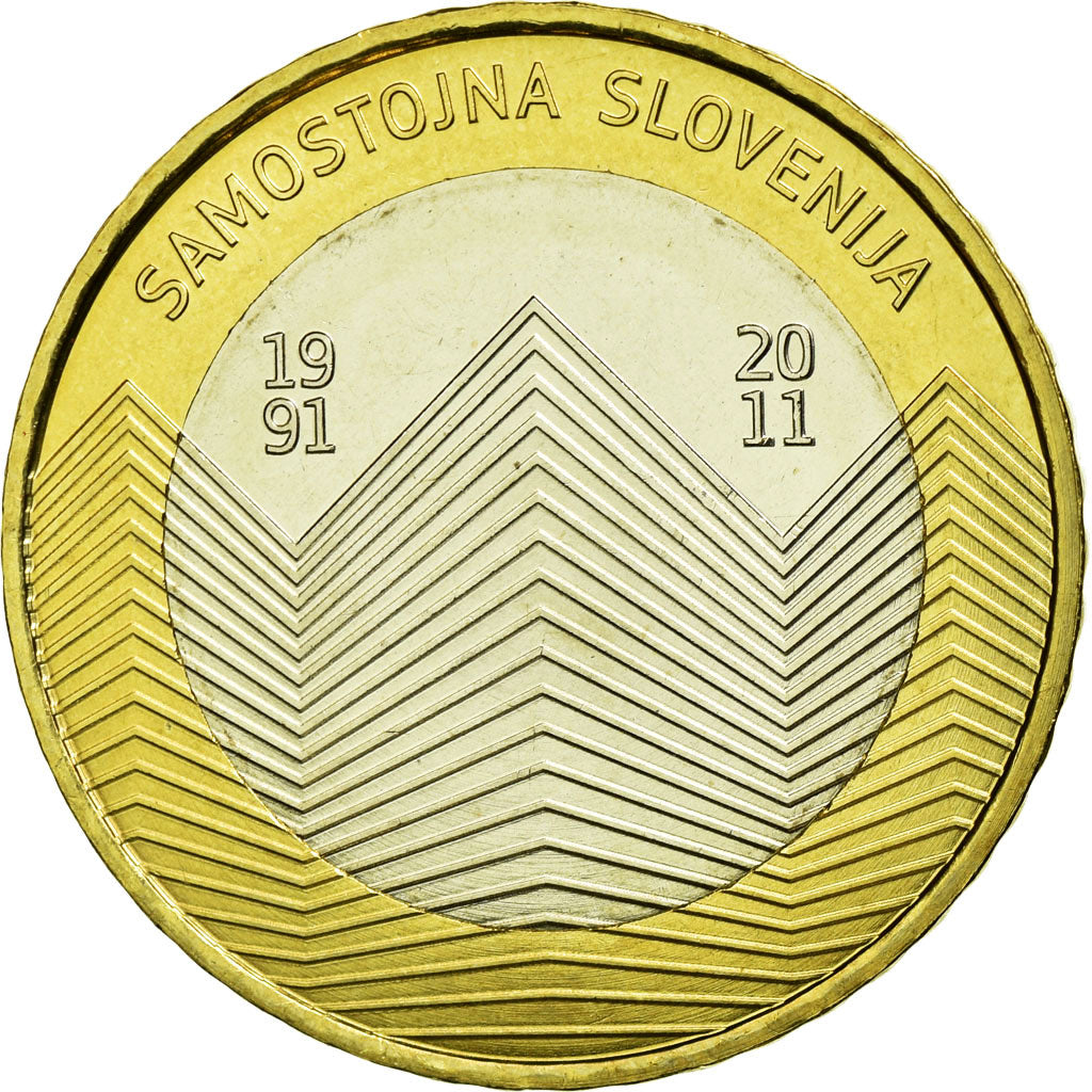 Coin, Slovenia, 3 Euro, 2011, MS(63), Bi-Metallic, KM:101