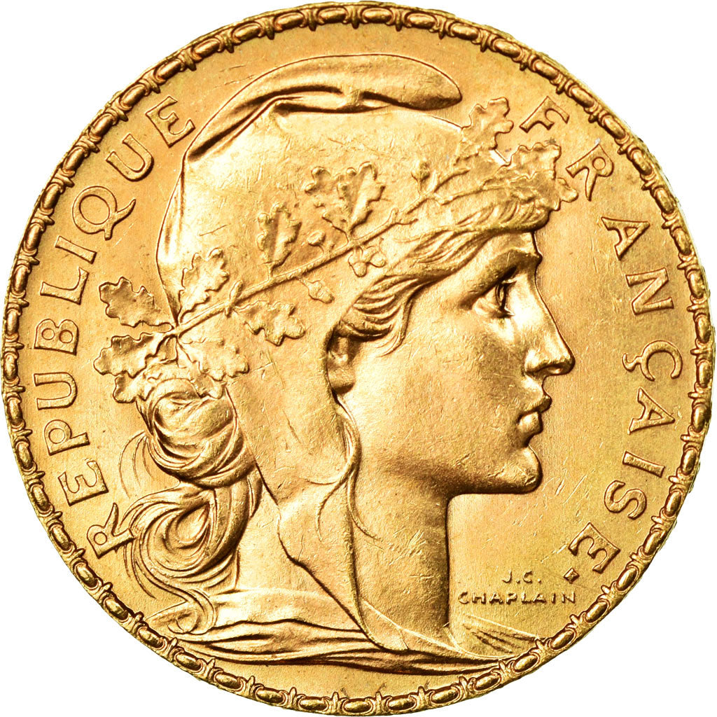 Moneda, Francia, Marianne, 20 Francs, 1908, Paris, EBC, Oro, KM:857