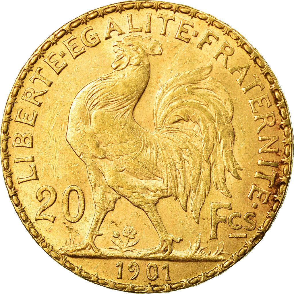 Moneda, Francia, Marianne, 20 Francs, 1901, Paris, MBC+, Oro, KM:847