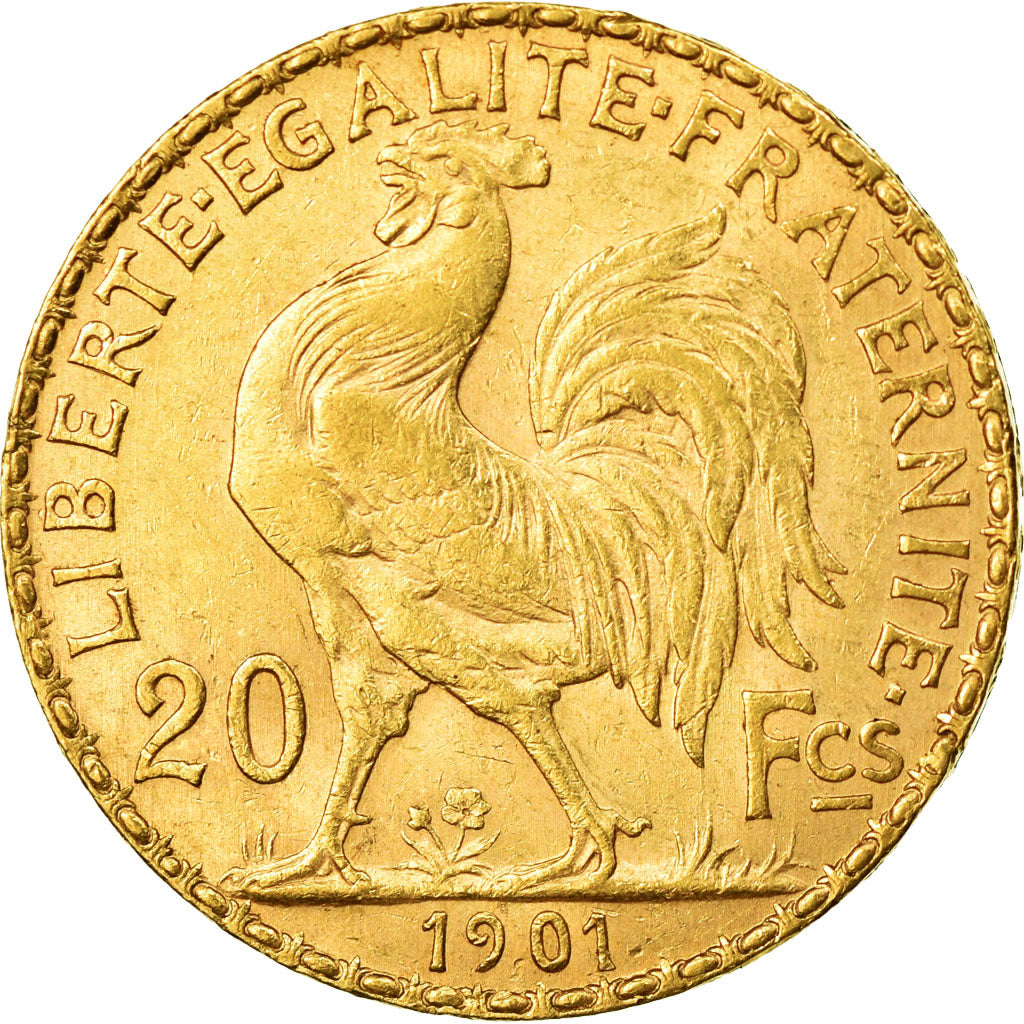 Moneda, Francia, Marianne, 20 Francs, 1901, Paris, MBC+, Oro, KM:847