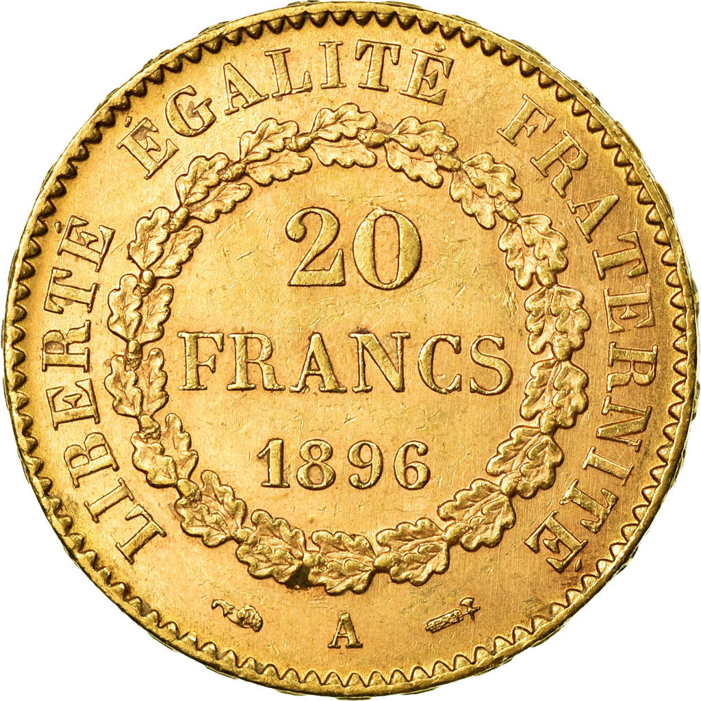 Coin, France, Génie, 20 Francs, 1896, Paris, AU(50-53), Gold, KM:825