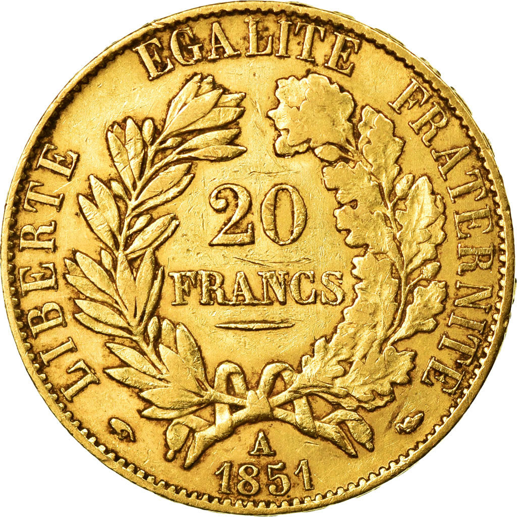 Monnaie, France, Cérès, 20 Francs, 1851, Paris, TTB+, Or, Gadoury:1059, KM:762