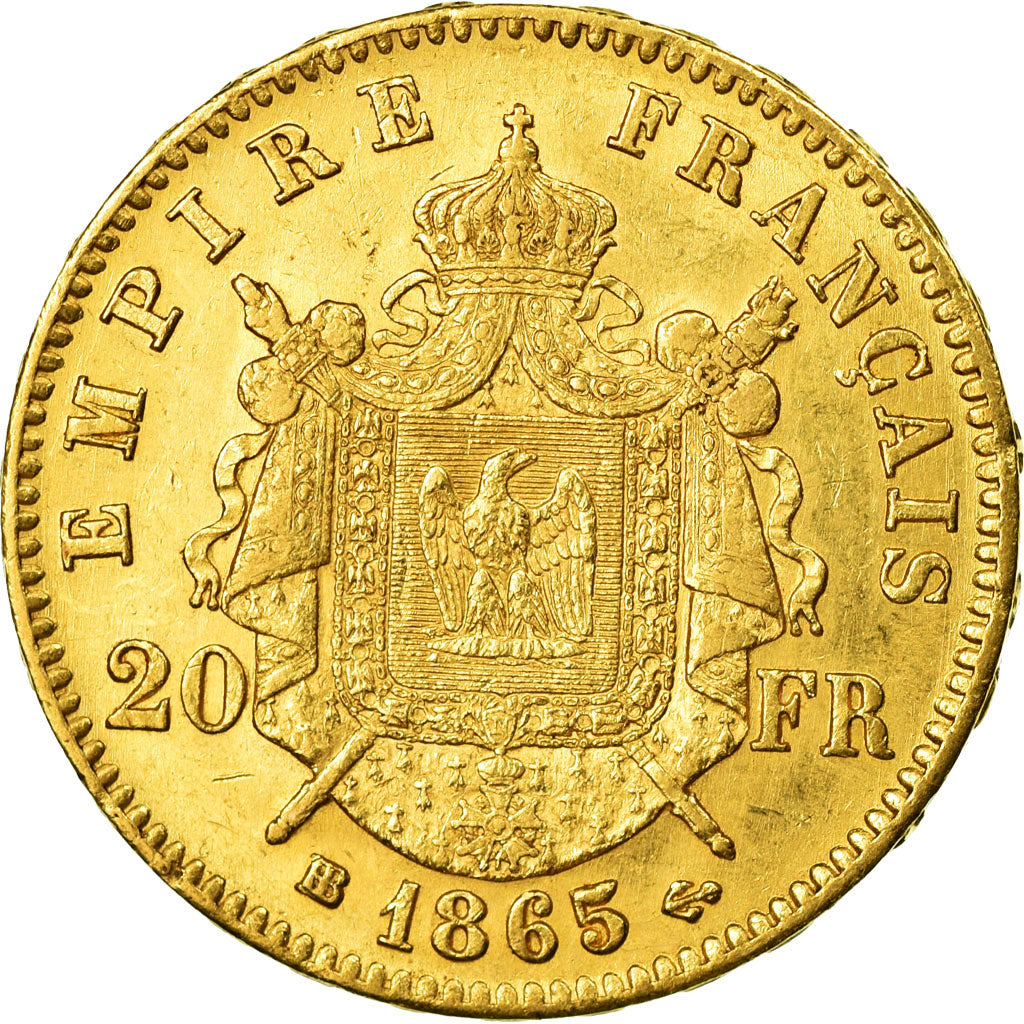 Monnaie, France, Napoleon III,20 Francs, 1865, Strasbourg, TTB+,Or,KM 801.2
