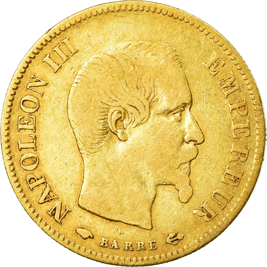 Munten, Frankrijk, Napoleon III, 10 Francs, 1857, Paris,Goud, FR+,KM 784.3