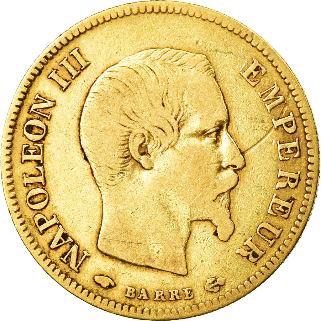 Coin, France, Napoleon III, 10 Francs, 1855, Paris, VF(30-35),Gold, KM 784.3