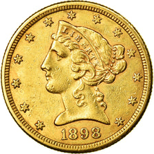 Moneda, Estados Unidos, Coronet Head, $5,1898,San Francisco,Oro,MBC+,KM 101