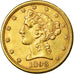 Moneda, Estados Unidos, Coronet Head, $5,1898,San Francisco,Oro,MBC+,KM 101