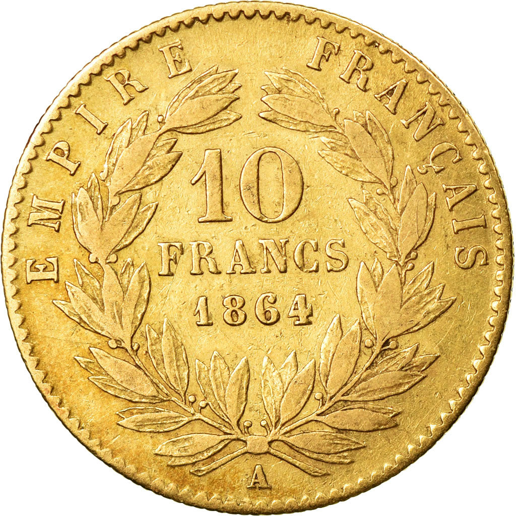Munten, Frankrijk, Napoleon III, 10 Francs, 1864, Paris, FR+, Goud, KM 800.1