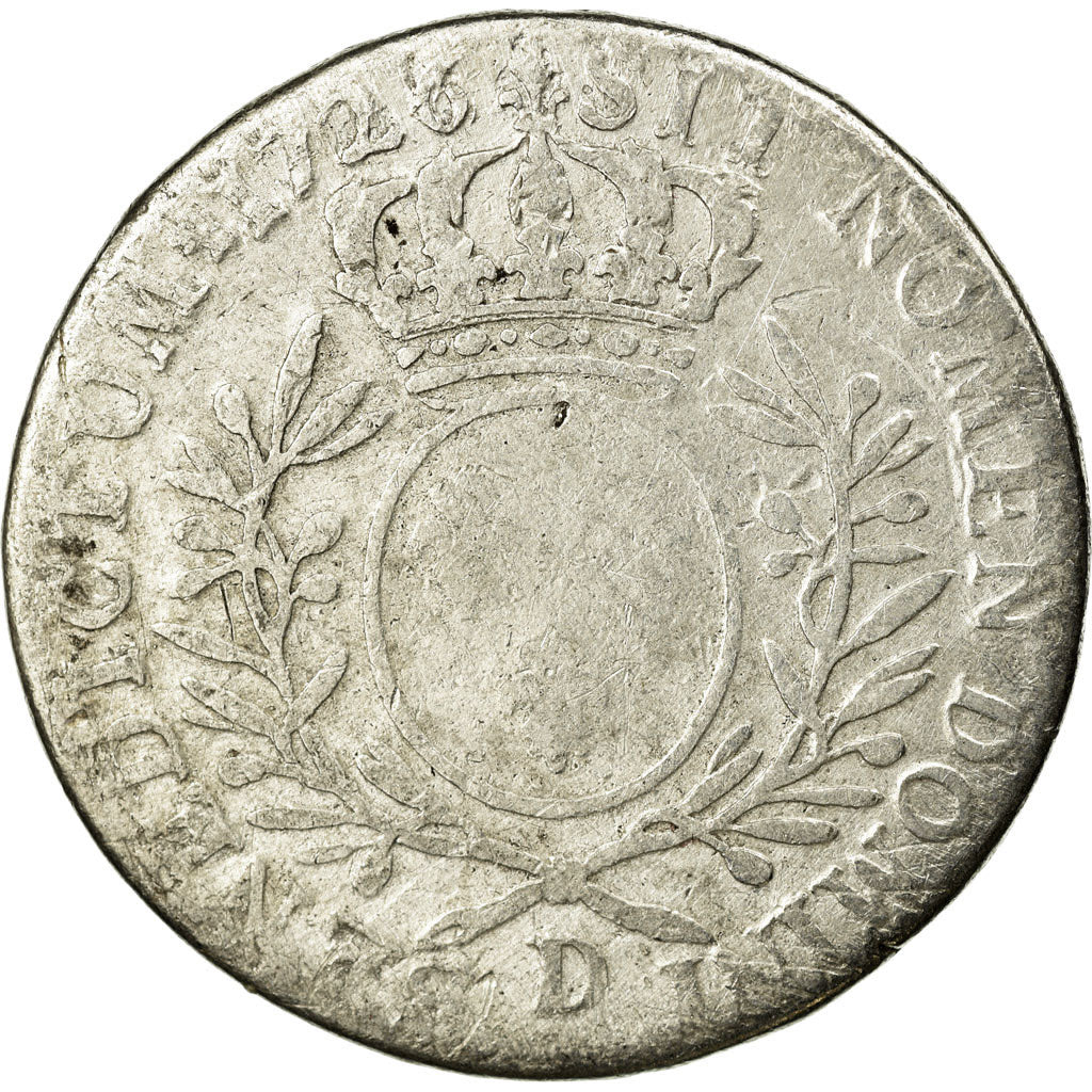 Monnaie, France, Louis XV, 1/2 Écu aux branches d'olivier,1726,Lyon,B+,KM 484.6