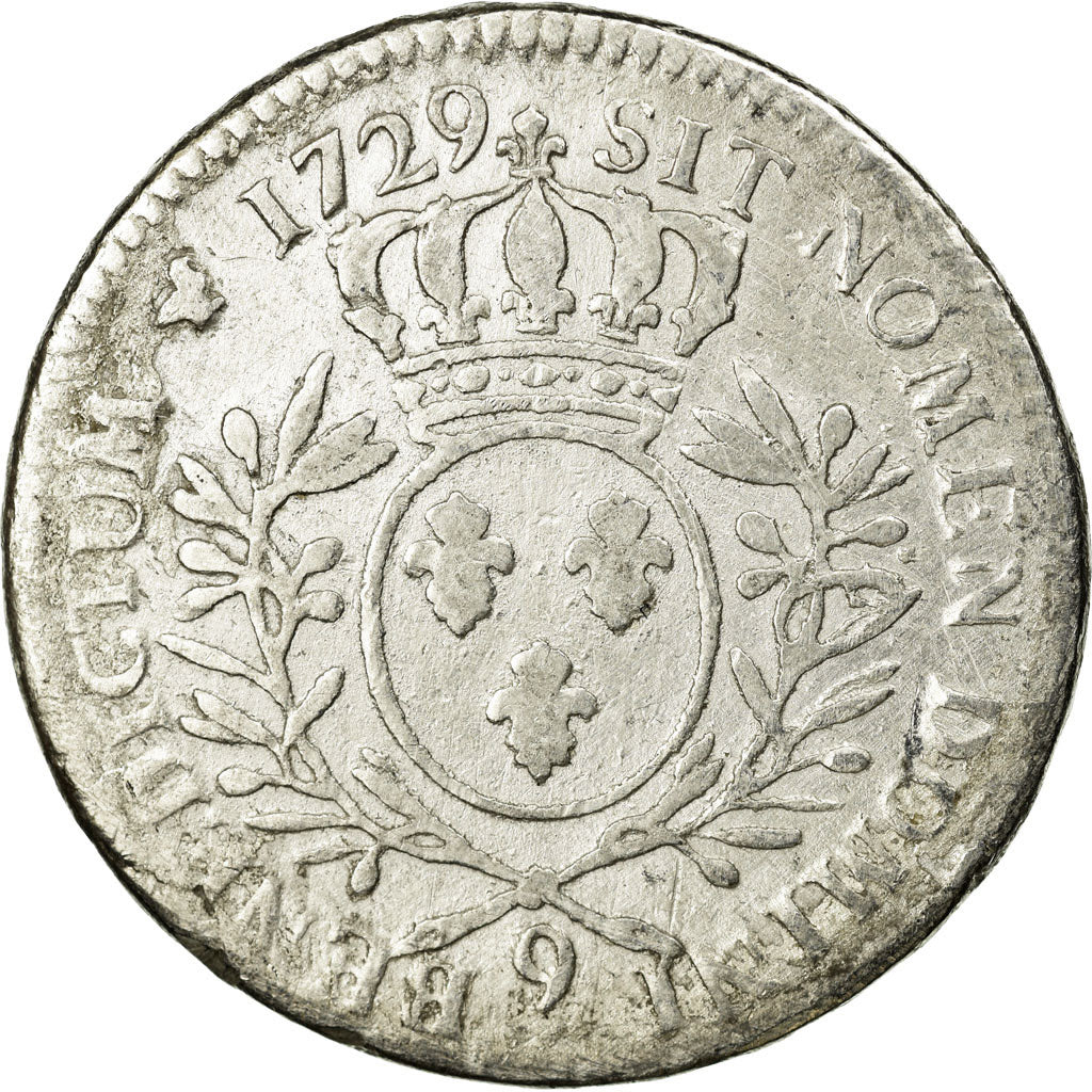 Moneda, Francia, Louis XV, 1/2 Écu, 1729, Rennes, BC, KM 484.25