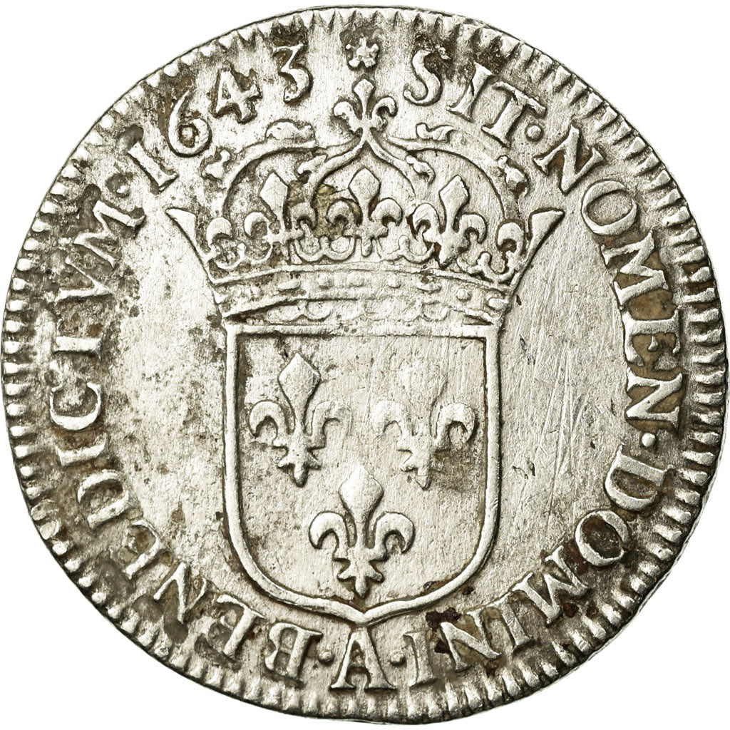 Coin, France, Louis XIII, 1/12 Écu, 2e poinçon de Warin,1643,Paris,VF(30-35)