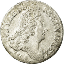 Moneda, Francia, Louis XIV, 10 Sols aux insignes, 1704, Lyon, MBC, KM 349.3