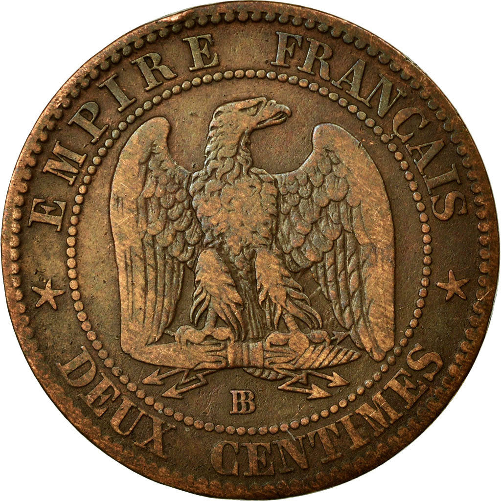 Moeda, França, Napoleon III, 2 Centimes, 1862, Strasbourg, VF(20-25), KM 796.5