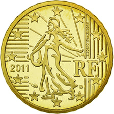 France, 10 Euro Cent, 2011, MS(63), Brass, KM:1410
