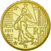 France, 10 Euro Cent, 2011, MS(63), Brass, KM:1410