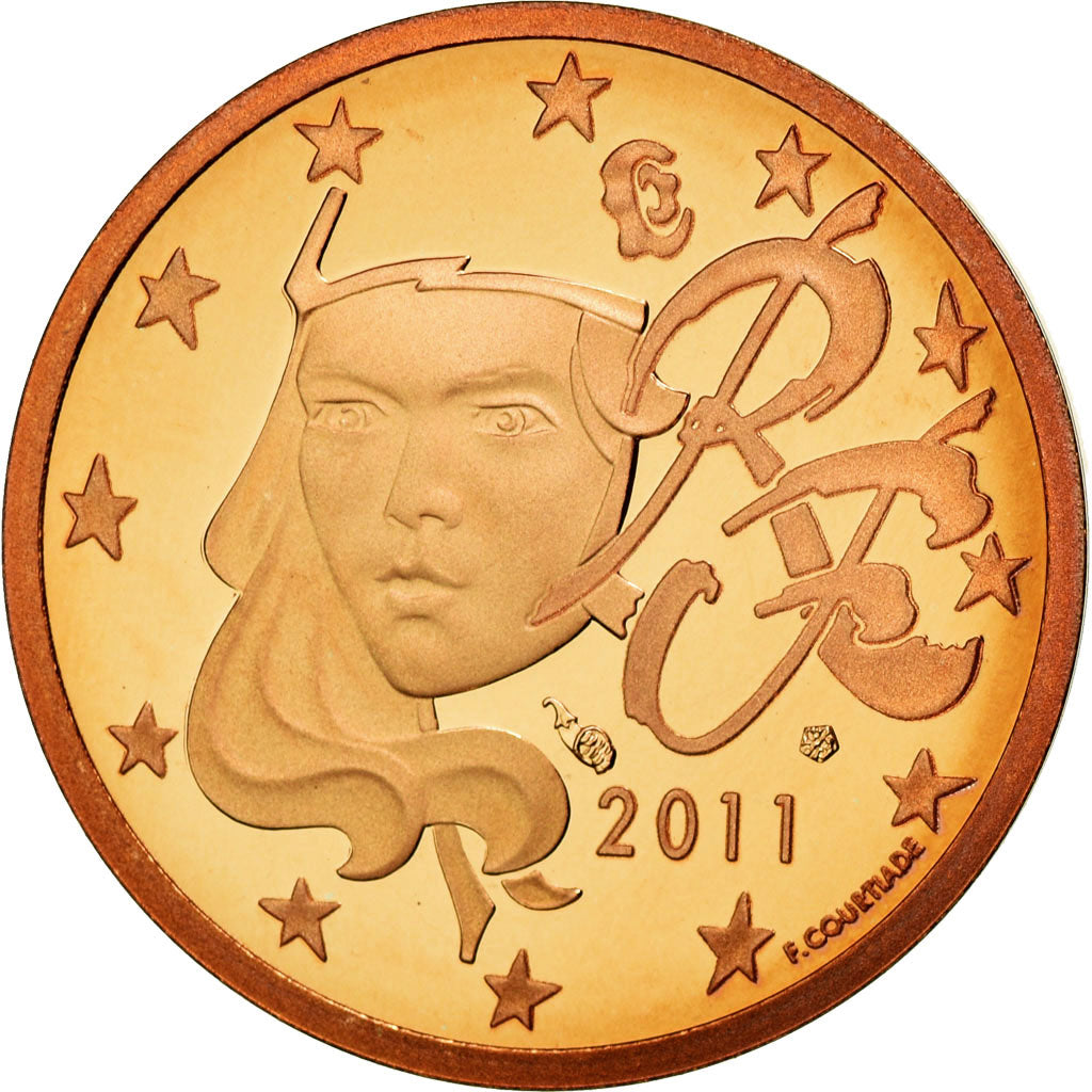 France, 2 Euro Cent, 2011, MS(63), Copper Plated Steel, KM:1283