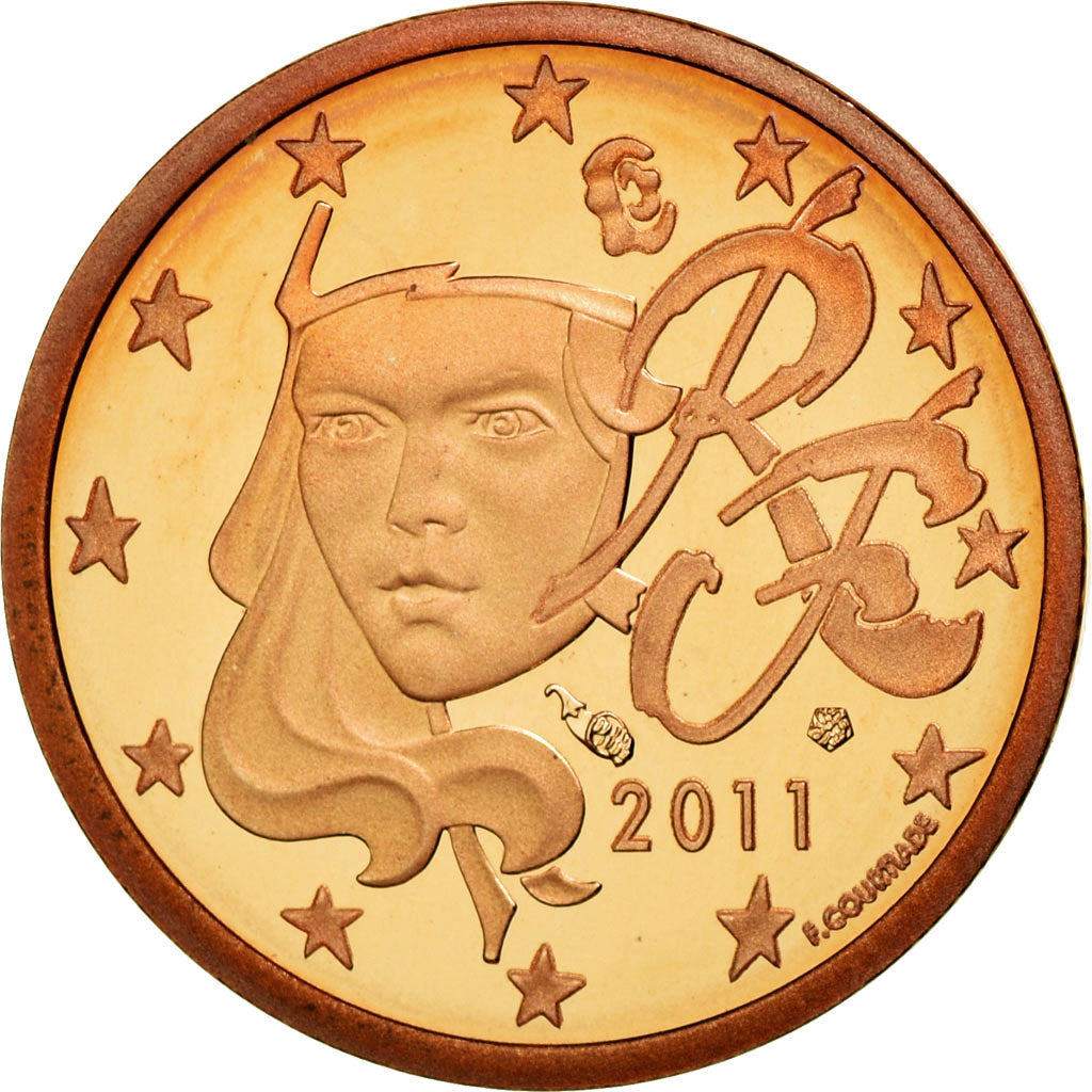 France, Euro Cent, 2011, MS(63), Copper Plated Steel, KM:1282