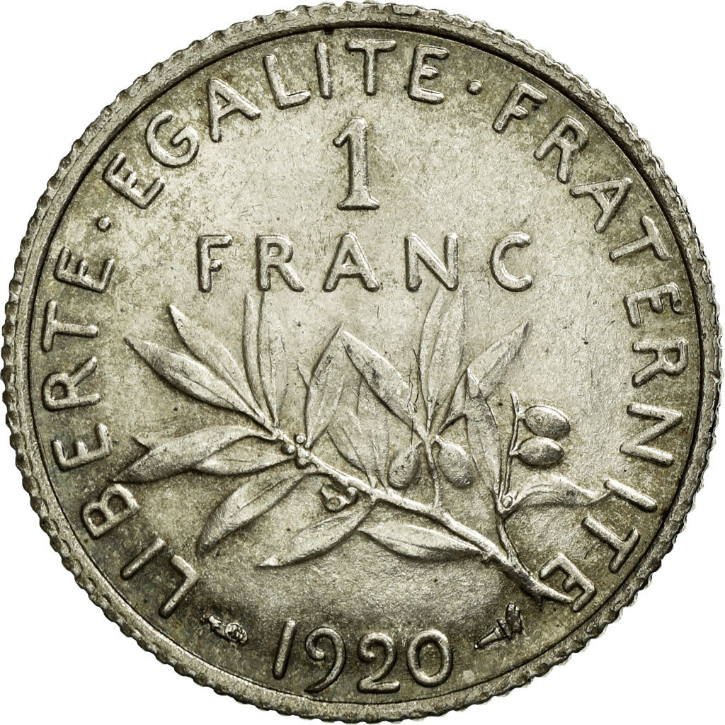 Monnaie, France, Semeuse, Franc, 1920, Paris, SUP, Argent, Gadoury:467, KM:844.1