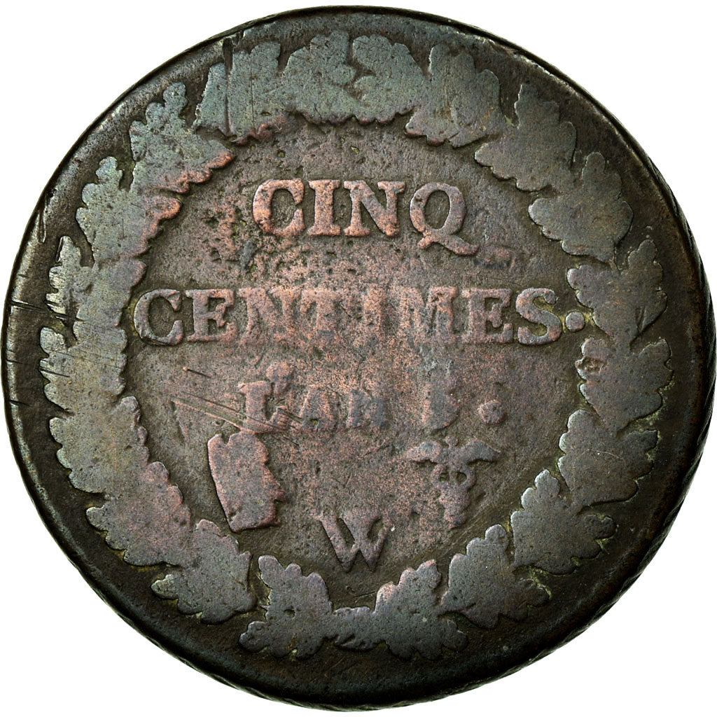 Moneta, Francia, Dupré, 5 Centimes, 1796, Lille, B+, Bronzo, KM:640.11