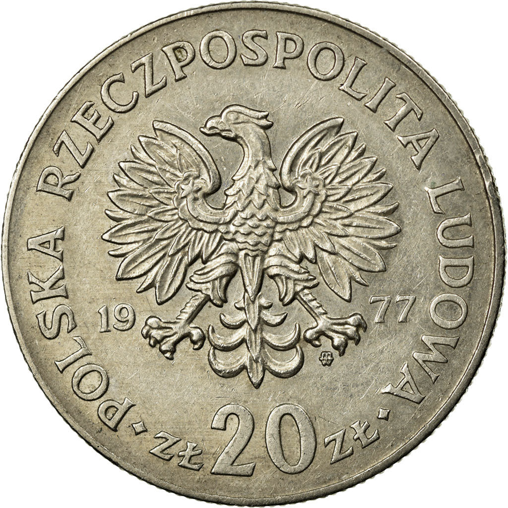 Münze, Polen, 20 Zlotych, 1977, Warsaw, SS+, Copper-nickel, KM:69