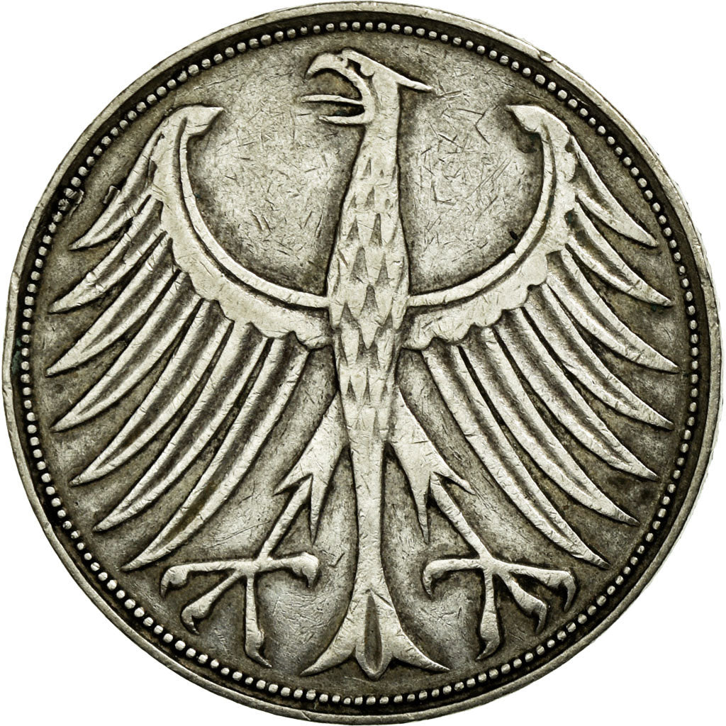 Coin, GERMANY - FEDERAL REPUBLIC, 5 Mark, 1951, Hambourg, EF(40-45), Silver