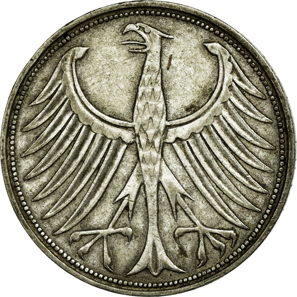 Coin, GERMANY - FEDERAL REPUBLIC, 5 Mark, 1958, Munich, EF(40-45), Silver