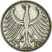 Coin, GERMANY - FEDERAL REPUBLIC, 5 Mark, 1951, Stuttgart, EF(40-45), Silver