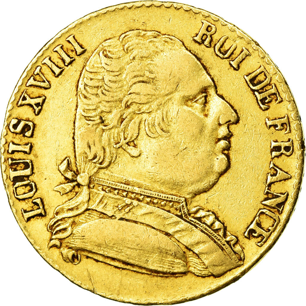 Moeda, França, Louis XVIII, 20 Francs, 1815, London, EF(40-45), Gold, KM 706.7