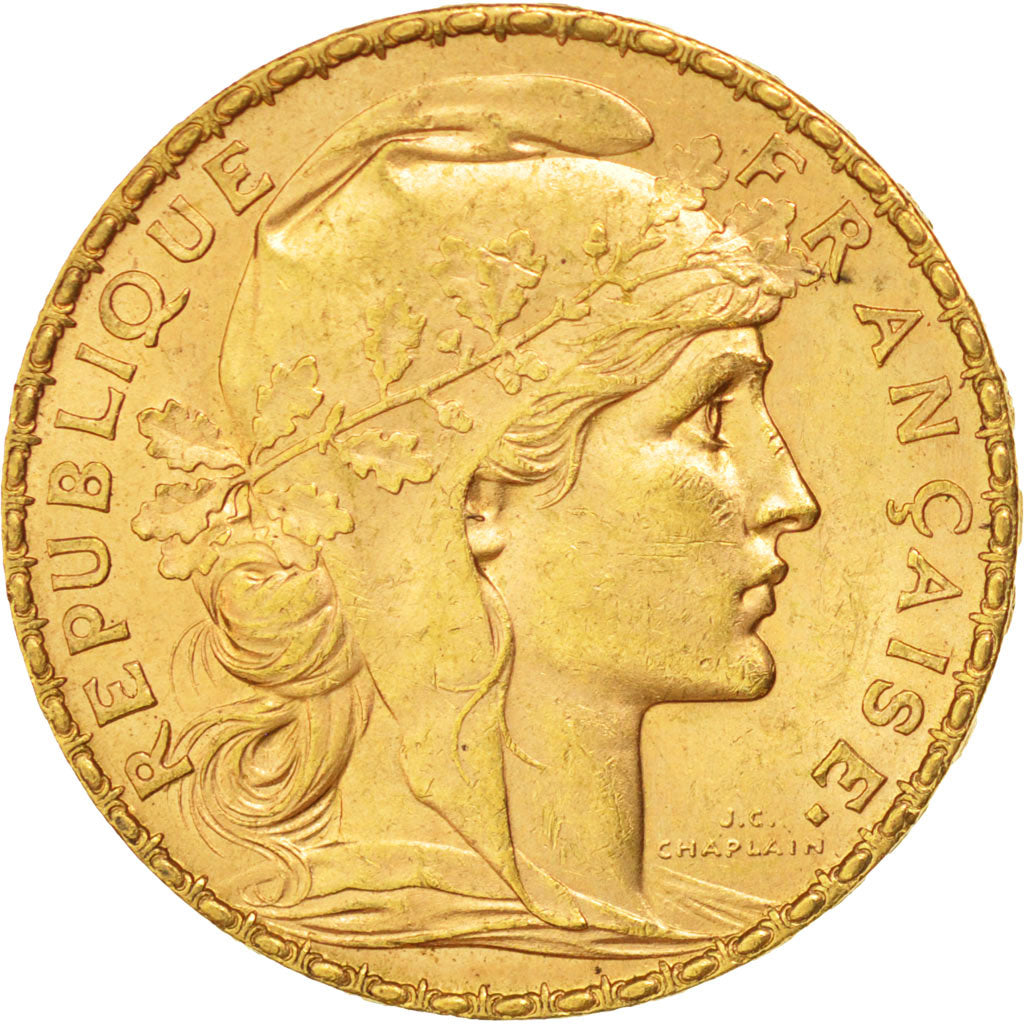 FRANCE, Marianne, 20 Francs, 1903, Paris, KM #847, AU(55-58), Gold, Gadoury...